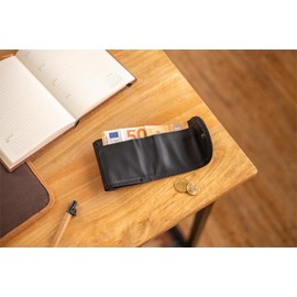 Gusti Mini Leather Wallet - Leif Women and Men Mini Wallet Small Purse Party Festival Club Leather, black, Retro