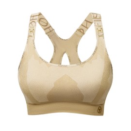 HOFISH Support Nursing Bras for Breastfeeding, Nursing Sports Bra Seamless Soft Maternity Pregnancy Bra Beige XL