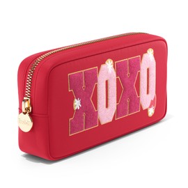 Embla Makeup Bag Travel Cosmetic Bag, Toiletry Bag, Cute Makeup Organizer, Nylon Zipper Pouch Purse Storage Bag Cosmetics Organizer, Cute Womens Make Up Bag Tote, Ruby - XOXO, Small