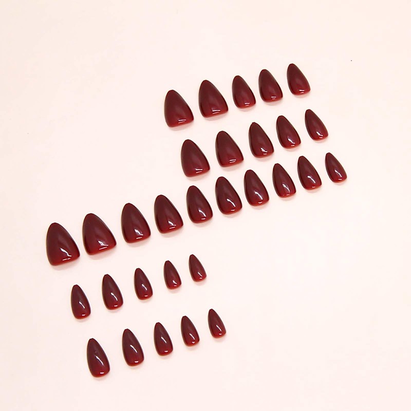 Rchovsam Medium Almonds Press on Nails Solid Red False Nails