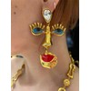 Artistic Face Drop Earrings - Chunky Golden Statement Dangle Jewelry