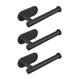 Toilet Paper Holder Self Adhesive, Eolax Toilet Roll Holder no Drilling for Bathroom Washroom, Tissue Roll Holders Wall Mount, 304 Stainless Steel (3 Pack, Black)