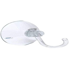 Merriway BH04115 (6 Pcs) Clear Plastic Suction Hook with Plastic Hook, 45 mm, 1.3/4 inch Diameter - Pack of 6 Pieces