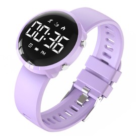Konewos Kids Digital Fitness Tracker Watch, Outdoor Sports Boys Girls Children Wristwatch, Waterproof, with Alarm Clock, Stopwatch, Pedometer Watch (Purple)