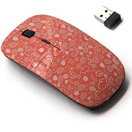 2.4G Wireless Mouse with Cute Pattern Design for All Laptops and Desktops with Nano Receiver - Easter Flowers Bunnies Eggs