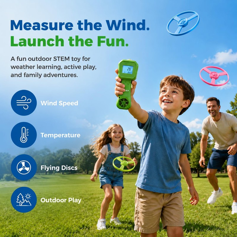 Wind Speed Anemometer, Handheld Digital Wind Speed Meter Toy for