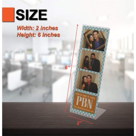 Photo Booth Nook (200 Pack) 2X6 Slanted Acrylic Picture Frames with Inserts, Plastic Photobooth Strip Holder Stand Design, Table Top Style Frame for Wedding, Grad Party, Baby Shower Display- Vertical