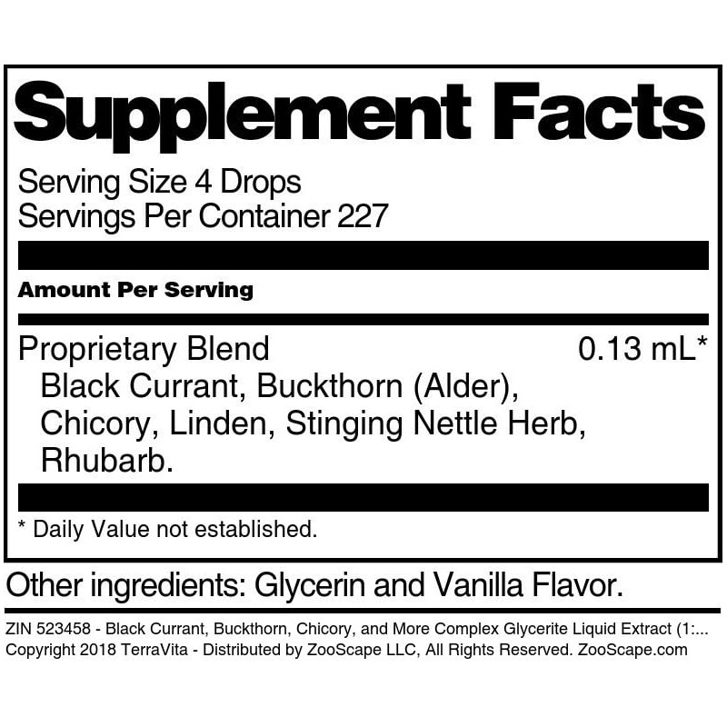 Terravita Black Currant, Buckthorn, Chicory, and More Complex Glycerite Liquid