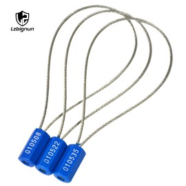 Lzbignun 50pcs Pull-Tite Steel Wire Cable Seals Anti-Tamper Security Tags Numbered Security Wire Seals Security Cable Ties Self-Locking Trailer Seals (Dark Blue)