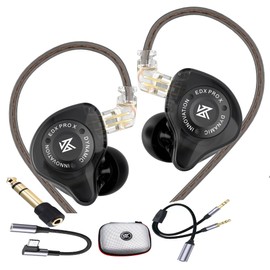 Zengli Audífonos Kz Edx Pro X Todo En Uno Gamer Monitores, Estuche KZ para audífonos，Adaptador(Jack 3.5 mm) para PC，de 6.35 mm a 3.5 mm, de Tipo C a Jack 3.5 mm (Negro, sin microfono,3Adaptador)