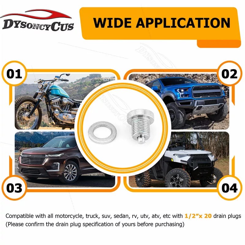 DY Magnetic Drain Plug Oil Sump - size 1/2"-20 1/2"