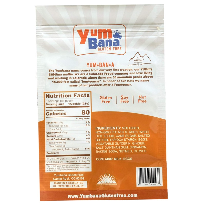 Yumbana Gluten Free Molasses Spice Cookies - Soy Free, Nut