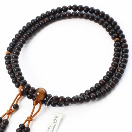 念珠 Dot Comme Des 真言宗 Buddha Mala Bead Men's The Double Stripe Ebony (matte) Tiger Eye Stone 梵天 Tassels [AAA Mala Fighters 念珠 Kyoto 念誦 108 Ball Scratch-Proof Minute Tiger Tiger Eye Stone Funeral Double Row The 2 101330007] [Mala Bag Gift]