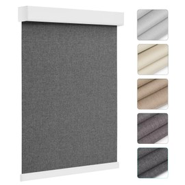 Changshade Blackout Roller Shades for Windows,Customized Cordless Roller Shades with Valance,UV Protection and Thermal Insulation Fabric Blinds for Windows and Home,Charcoal Grey
