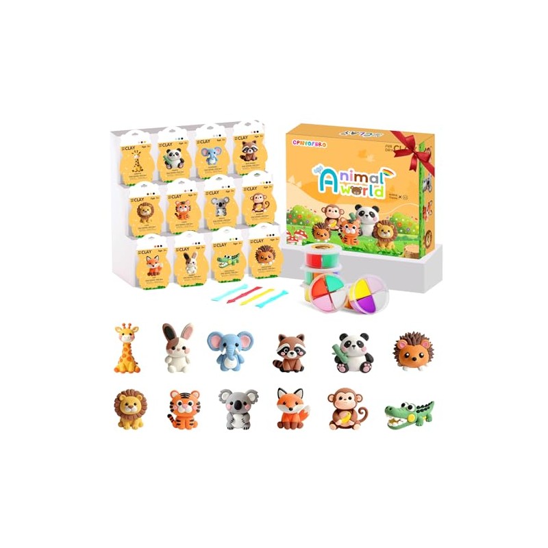 Air Dry Clay Kit - 12 Animal Modeling Clay for