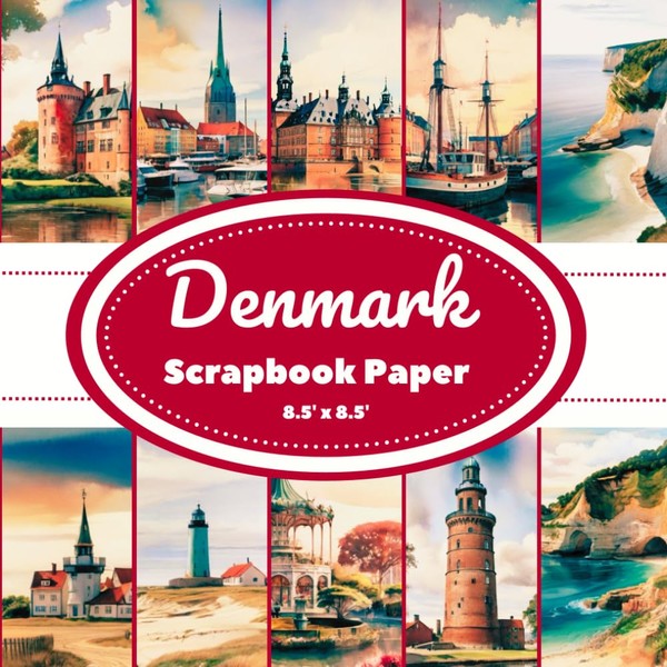 Denmark Scrapbook Paper: 20 Double-Sided Pages of Watercolor Landscapes |