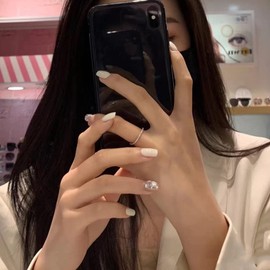 Set of 24 Nail Tips, Short Round Nails, White, Rhinestones, Nail Decoration, Fake Nails, Receptions, Parties, After-parties, Entrance Ceremonies, Graduation Ceremonies, Coming-of-age Ceremonies,