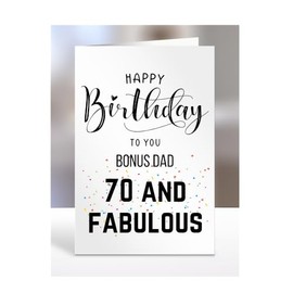 70th Birthday Card for BONUS DAD, Happy Birthday, Gifts for Men or Women, Presents for Christmas, 70 and fabulous, 70 years old, A5-68_22