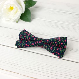 Spring Notion Men's Cotton Floral Print Bow Tie, 12-Navy