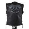Billys Biker Gear Mens Leather Vest With Reflective Skulls (Size