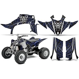 AMR Racing ATV Graphics kit Sticker Decal Compatible with Yamaha YFZ 450 R/SE 2014-2016 - Widow Maker Blue Black
