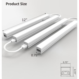 Leetdud Under Cabinet Lighting Plug in, 12 Inch 4 Pcs, Linkable AC120V 3CCT 3000K/4000K/5000K Ultra Slim, LED Under Cabinet Lights for Counter Light, Kitchen, Shelf, Sink, Workshop, Desk, White