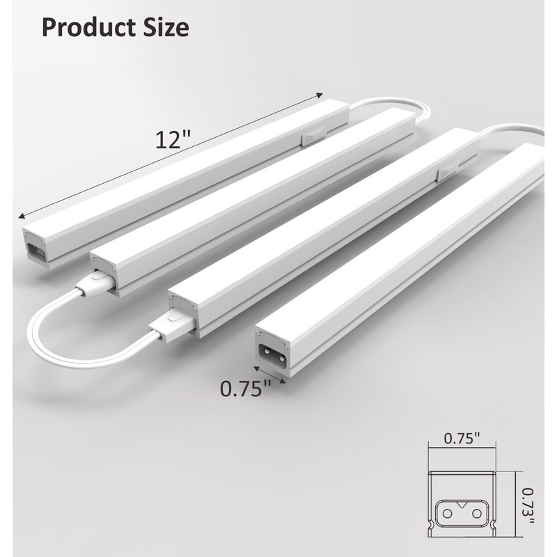 Leetdud Under Cabinet Lighting Plug in, 12 Inch 4 Pcs,