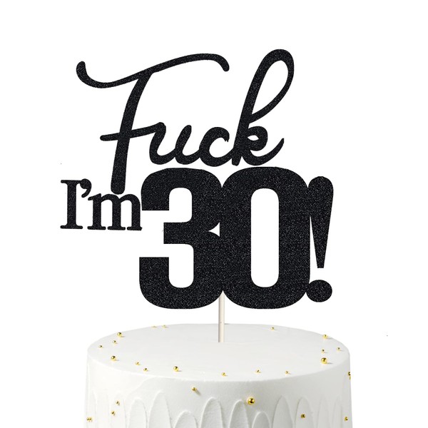 30 decoraciones para tartas de cumpleaños, purpurina negra, divertida decoración para tartas de 30 años para hombres, 30 decoraciones para tartas para mujeres, decoraciones de 30 cumpleaños, decoración para tartas de 30 cumpleaños (purpurina de doble car