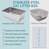 EGMEHOAD Stainless Steel Litter Box,Metal Litter Box for Big Cats