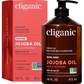 Cliganic Aceite de Jojoba Puro Prensado en Frío para Piel y Cabello 473 ml