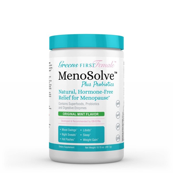 Greens First Female MenoSolve Plus Probiotics, Natural Relief for Menopause, 30 Servings, 10.15 oz