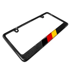 iPick Image for - Real Black Carbon Fiber German Flag in Sports Stripe License Plate Frame