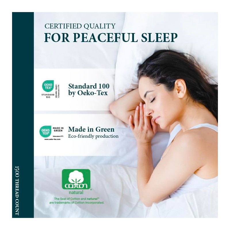 Ashton Sheets 100% Egyptian Cotton Sheets Queen Size - 1500