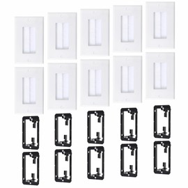10 Pack Brush Wall Plates with Low Voltage Mounting Bracket, Cable Pass Through Insert for Wires, In-Wall Cable Management for HDTV, HDMI, Network, Ethernet, Home Theater Speaker Systems