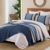 Dinjoy King Size Quilt Set Boho, Soft Striped Bedspreads Blue