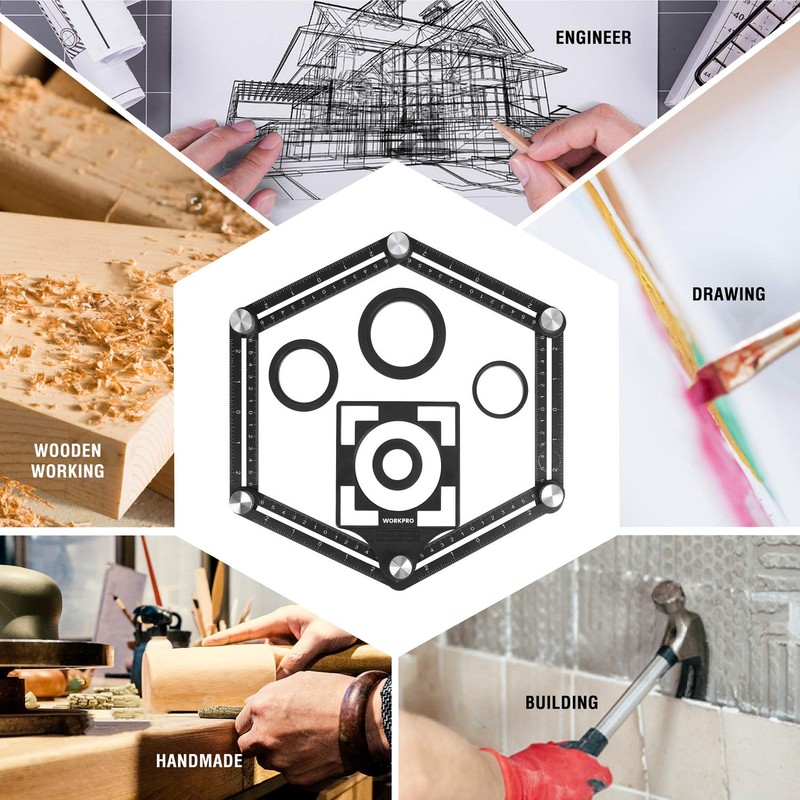 WORKPRO 10" and 6-Sided Angle Measuring Tool Combo Kit, Plastic