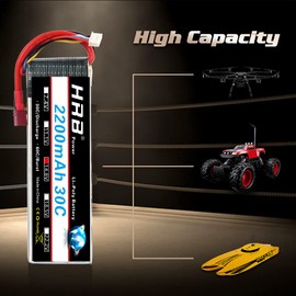 HRB 4S 2200mAh Lipo Battery 14.8V 30C RC Lipo Battery Pack with Deans T Plug Compatible with RC Airplane Helicopter Quadcopter Vehicle Boat