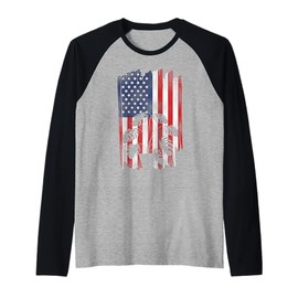 Plant Lover Gardening American Flag Monstera Raglan Baseball Tee