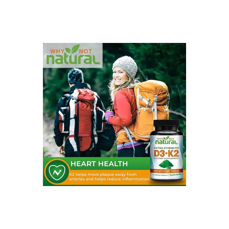 Why Not Natural Vitamina D3 10,000IU K2 60 Cápsulas Salud