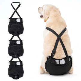 Avont Pack of 3 Reusable Dog Nappies, Highly Absorbent, Washable and Environmentally Friendly Sanitary Towels for Female Pets, Black