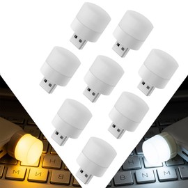 Clarmonde USB LED Night Light, Plug-in Design, Warm White Color, Multi-Purpose Use, 8 Bulbs (4 White + 4 Warm)