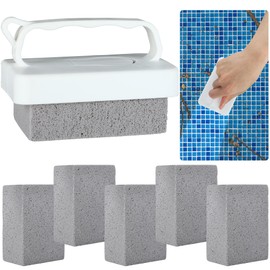 6 PCS Hand-Held Pool Pumice Stones Swimming Pumice Pool Tile Stone Replacement Pool Pumice Stones Pool Cleaning Block with Handle for Swimming Pools Spa Tile Grout Concrete Cleaning