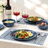 Feastly Plates and Bowls Sets 12 Pieces, Blue Reactive Glaze