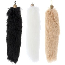 Tail Key Chain Fur Charm Tail Faux Fur with Strap Cord 5.9 inches (15 cm) M Size Key Holder Hardware Sold Separately (White)