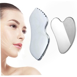 2 Pcs Gua Sha Facial Tools, Metal Gua Sha Face Massager, Lymphatic Drainage Massage Scraper, Stainless Steel Guasha for Body Tighten Skin, Reduce Puffiness, Jawline Sculpting and Puffiness Reducing