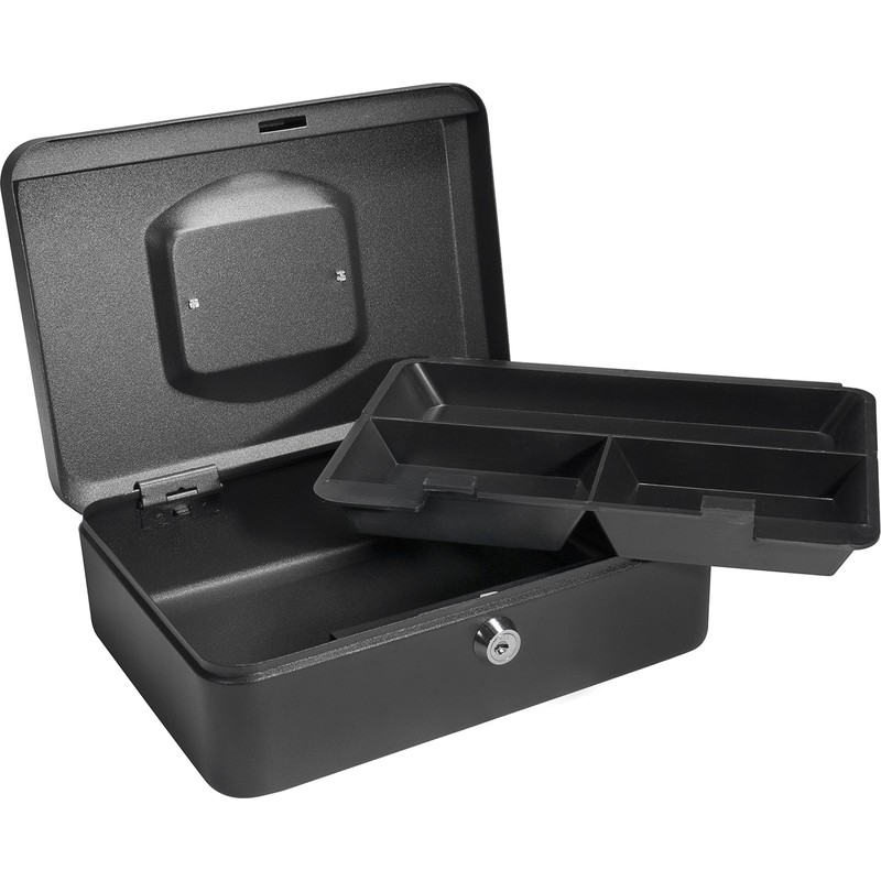 BARSKA 10-Inch Cash Box with Key Lock , Black