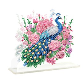 DCIDBEI Napkin Holder Freestanding 15 x 15 cm Diamond Painting Tablecloth Dispenser Towel Holder Napkin Dispenser Napkin Holder for Tables Kitchen Restaurant Picnic Peacock Napkin Stand