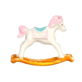 Town Square Miniatures Dolls House Small Rocking Horse Ornament Pink Tail & Mane Nursery Toy Accessory
