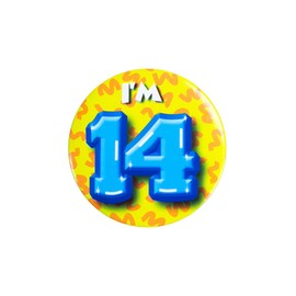 PD-Party 6014714 Birthday Badge | Birthday Metal Badge | Party Celebration Buttons - I'm 14, Multicoloured, 5.5 cm Length x 5.5 cm Width x 0.5 cm Height
