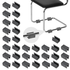 PATIKIL 32pcs U Chair Leg Caps, 11mm U Shaped Chair Leg Floor Protectors Chair Foot Rectangle Chair Leg Tips Covers Pads Slide Smoothly for Hardwood Floors, Black